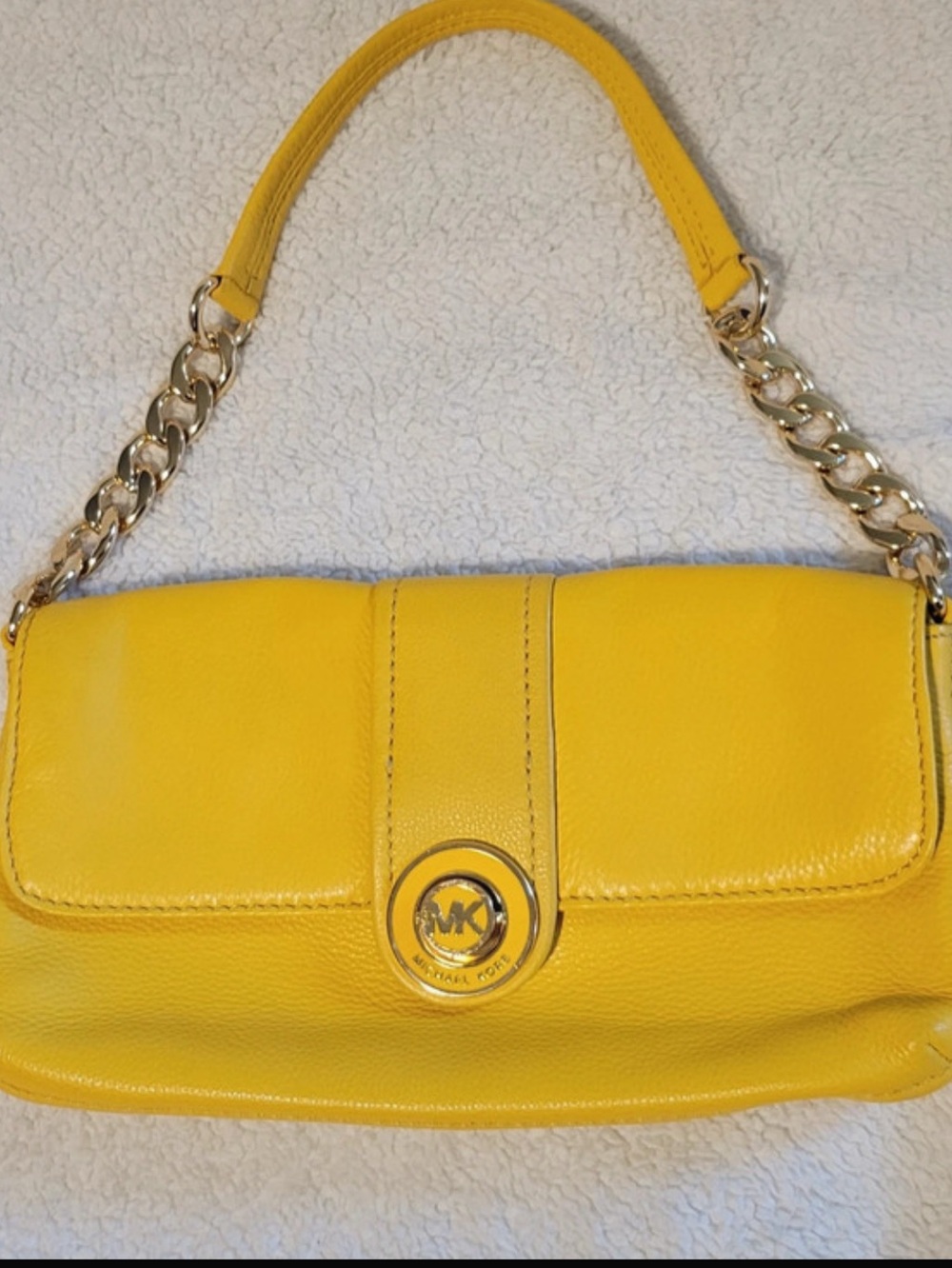 Michael Kors Bright Yellow Leather Shoulder Bag with Gold-Tone Chain